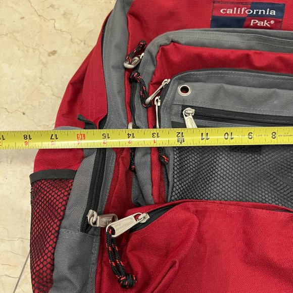 California Pak Carry On Multi Compartments Red /Black Backpack. - Picture 10 of 12